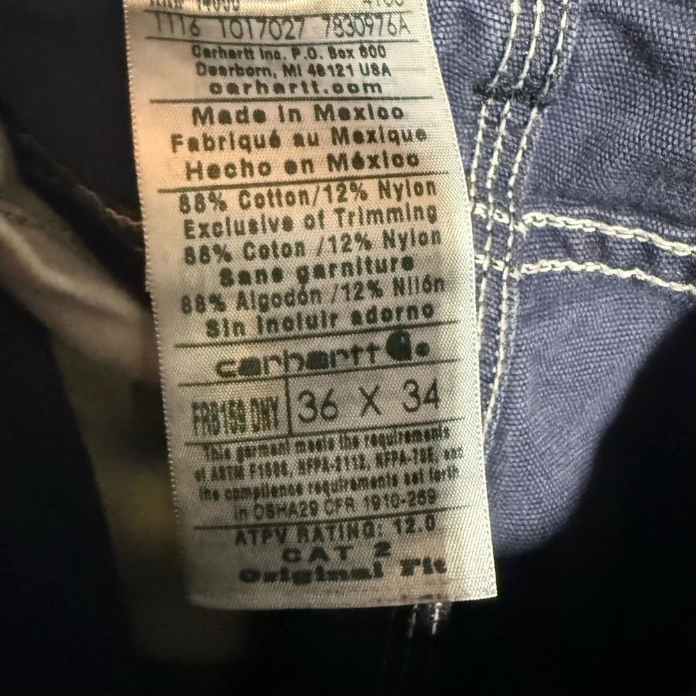 Men’s Carhartt Navy Work Pants, Size 36x34
